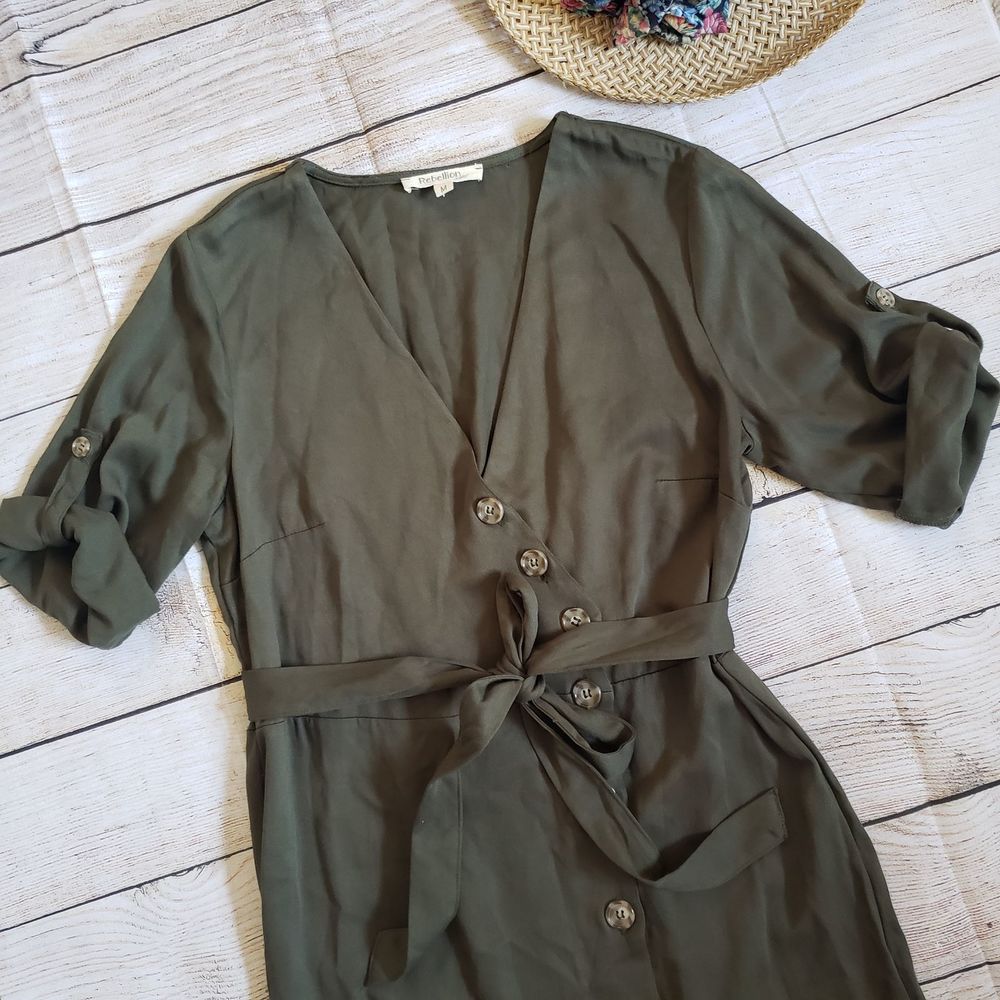 REBELLION terracotta button down midi dress M - Picture 1 of 12
